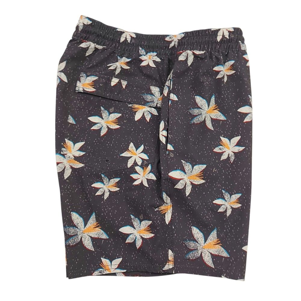 Volcom Board Shorts Mens Large Gray Floral Surfcore Coastal Retro Swim Trunks - Picture 6 of 11